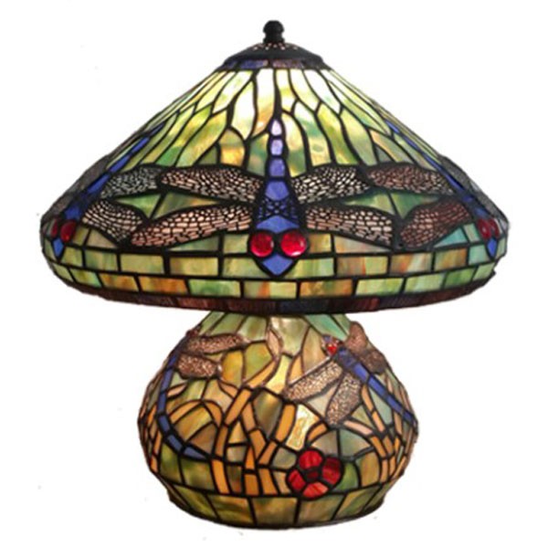 Tiffany Dragonfly Shade + Base Table Lamp - Click Image to Close